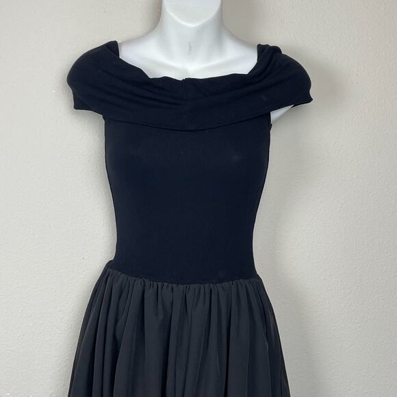 Commense Black Maxi‎ Dress S Milkmaid Cowl Neck Mixed Media Romantic - Picture 4 of 6